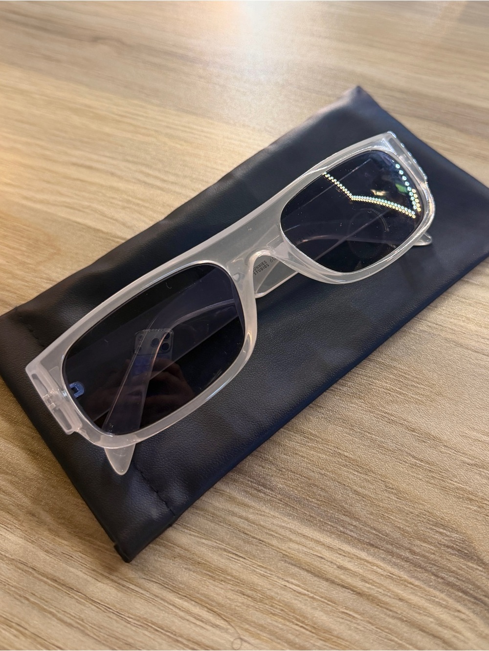 Clear Frame/Frosted White Black Lens Sunglasses